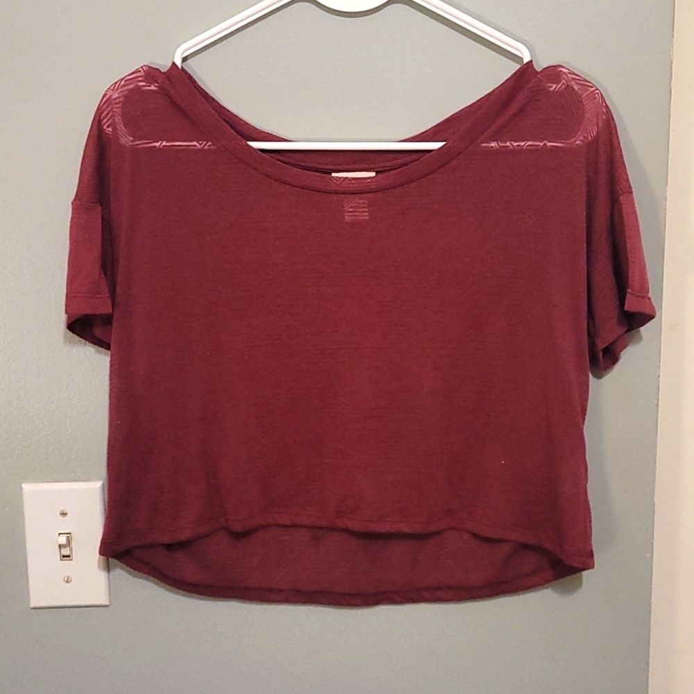 Mossimo Burgandy Sheer Crop Top